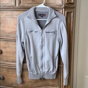 G by Guess Men Grey Zip-Up Sweater